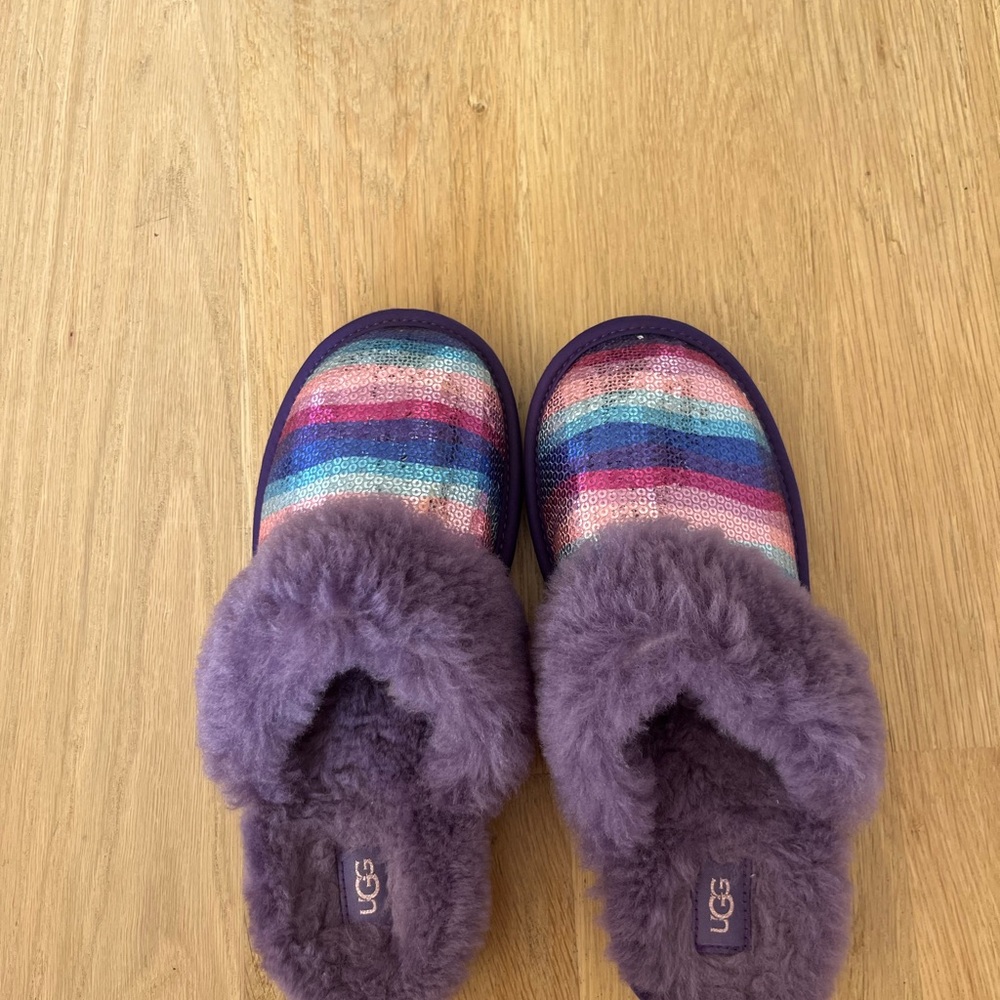 Pink and purple sequin UGG slippers